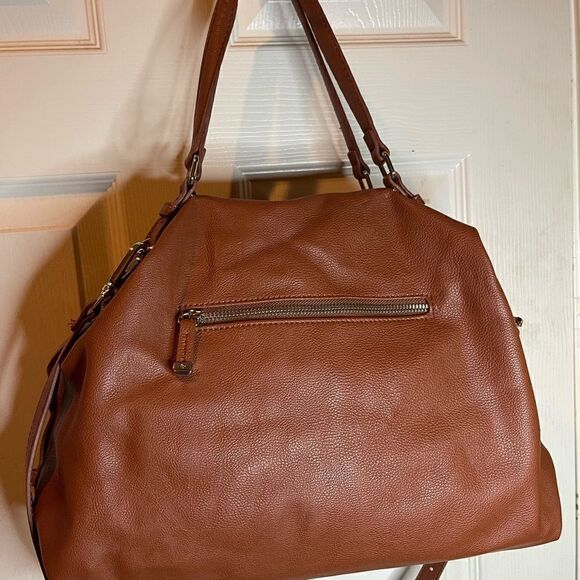 Big Buddha brown vegan zippered Satchel/shoulder bag gold tone hardwares. - Picture 5 of 14